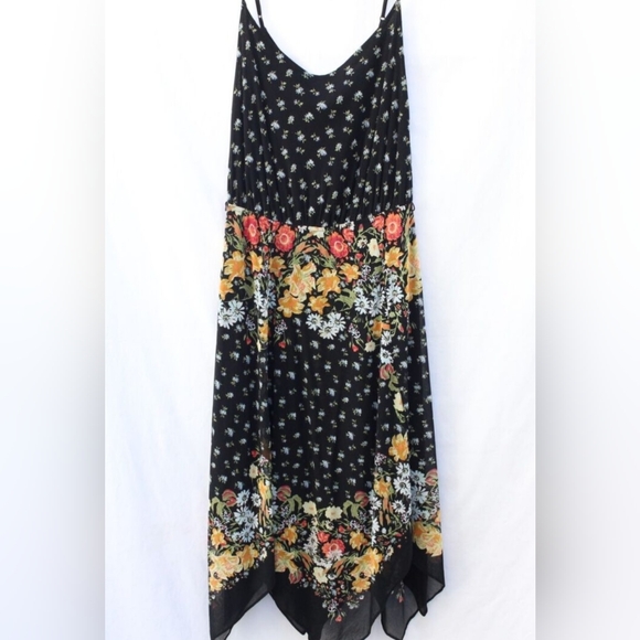 Guess Dresses & Skirts - Vintage GUESS Y2K Women XS Slip Dress Black Floral sheer grunge asymmetric fairy